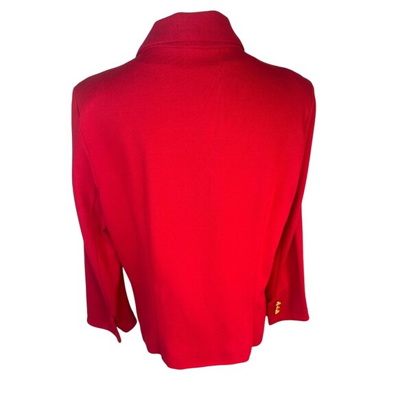 Cabi Lipstick Red Blazer Size 12 Bow Accent & Gold Buttons 3/4 Sleeve Stylish Ja - Picture 3 of 14